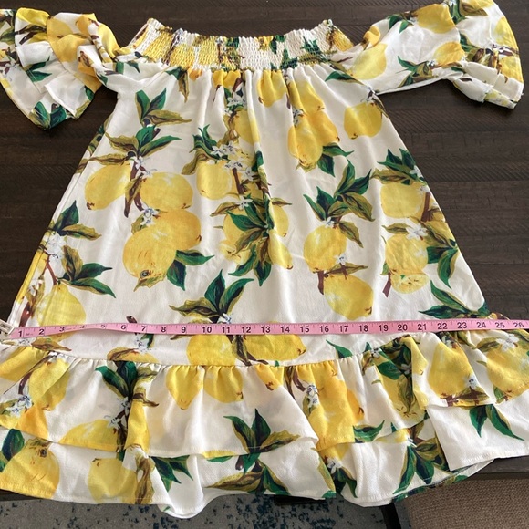 Sale 2/$15* Beautiful lemon print dress or swim cover, on/off shoulder, size M. - Picture 11 of 11